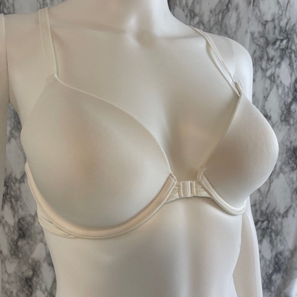 34C Calvin Klein Bra White racer back push up front clasp padded underwire